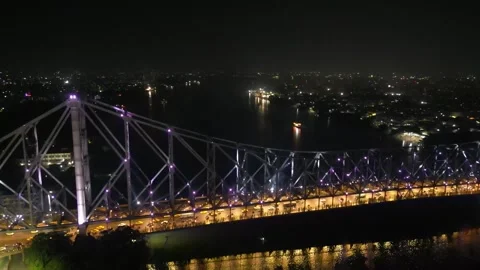 Aerial view of Howrah Bridge, Stock Footage 288685117