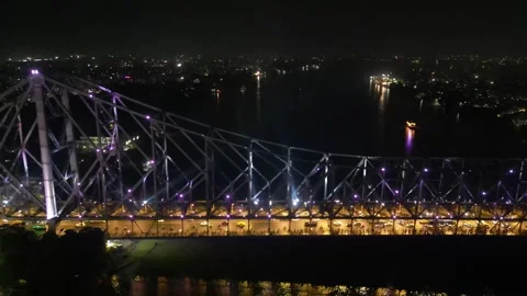 Aerial view of Howrah Bridge, Stock Footage 288685120