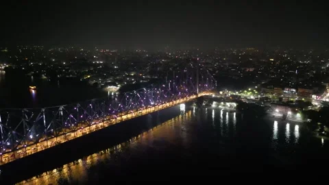 Aerial view of Howrah Bridge, Stock Footage 288685121