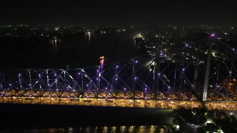 Aerial view of Howrah Bridge, Stock Footage 288685129