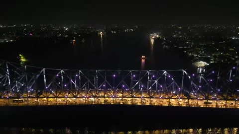 Aerial view of Howrah Bridge, Stock Footage 288685131