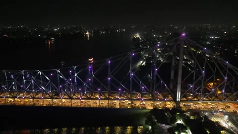 Aerial view of Howrah Bridge, Stock Footage 288685153