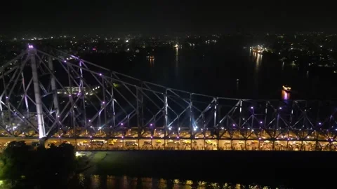 Aerial view of Howrah Bridge, Stock Footage 288685155