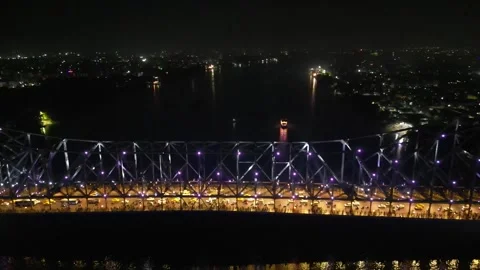 Aerial view of Howrah Bridge, Stock Footage 288685156