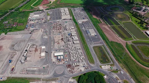 Aerial view of HS2 Concrete Segment Manufacturing Site, United Kingdom. Stock Footage 336156845