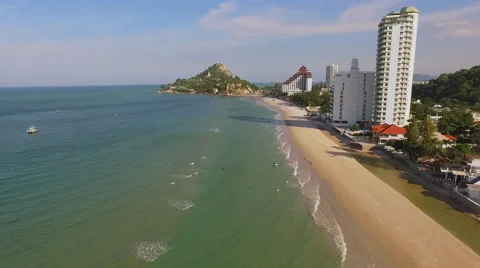 Aerial view Hua Hin city in Thailand Stock Footage 52569853