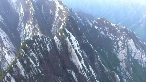 Aerial View of Huashan Large White Rock Vein Peak Forest in Shaanxi China Video stock 337937344
