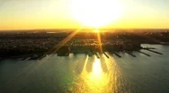 Aerial View Of The Hudson River And Harbor At Sunset, New Jersey, North America Stock Footage