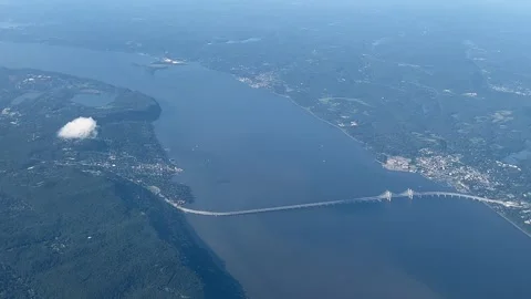 Aerial View of the Hudson River and Tappan Zee Bridge Stock Footage 249128186