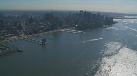Aerial view hudson river Stock Footage