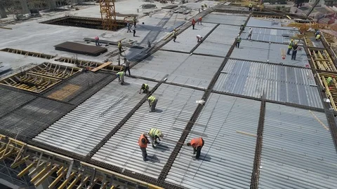 Aerial view on huge construction site Stock Footage 124987489