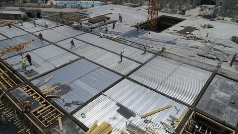 Aerial view on huge construction site Stock Footage 124987591
