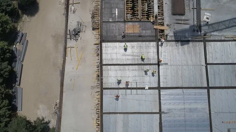 Aerial view on huge construction site Stock Footage 124987745