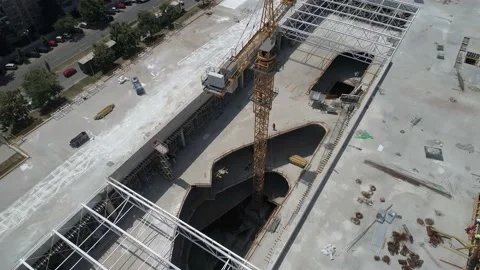 Aerial view on huge construction site Stock Footage 166711533