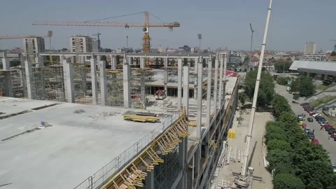 Aerial view on huge construction site Stock Footage 166711538