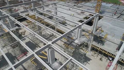Aerial view on huge construction site Stock Footage 166711541