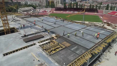 Aerial view on huge construction site Stock Footage 166711564