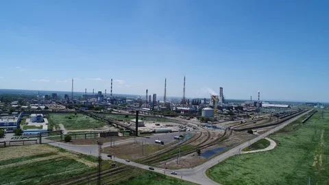 Aerial view of a huge industrial complex in summer day. Stock-Footage 90799003