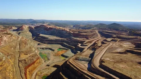 Aerial view of huge, modern open pit mine Video stock 86874166