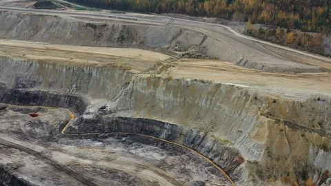 Aerial view of huge open pit brown coal mine (lignite coal quarry) - Poland Video stock 118369783
