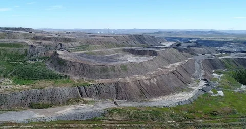 Aerial view of a huge opencast coal mine in China Stock Footage 96066617