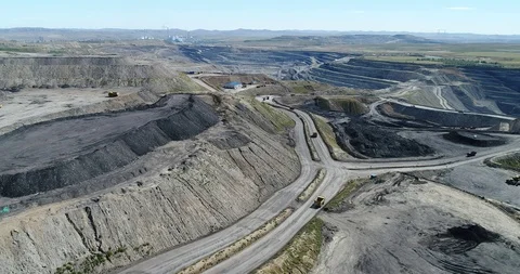 Aerial view of a huge opencast coal mine in China Stock Footage 96066741