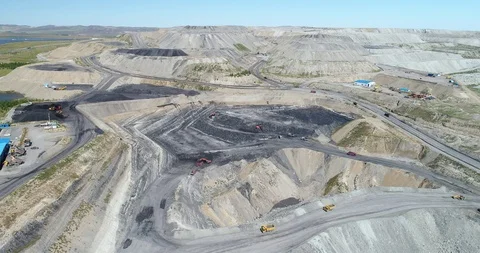 Aerial view of a huge opencast coal mine in China Stock Footage 96067108