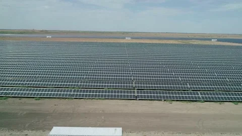 Aerial view of huge solar panels station. Solar cell alternative renewable green Stock-Footage 166223528