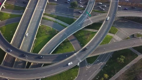 Aerial view of huge traffic junction, development of Chinese infrastructure. Stock Footage 149229214