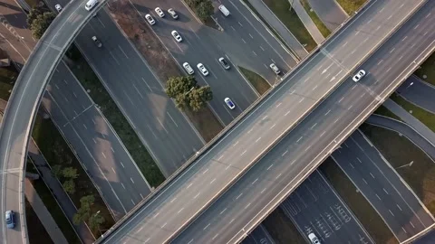 Aerial view of huge traffic junction, development of Chinese infrastructure. Stock Footage 149229268
