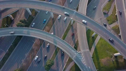 Aerial view of huge traffic junction, development of Chinese infrastructure. Stock Footage 149229310