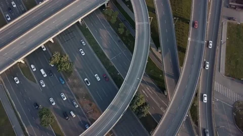 Aerial view of huge traffic junction, development of Chinese infrastructure. Stock Footage 149229316