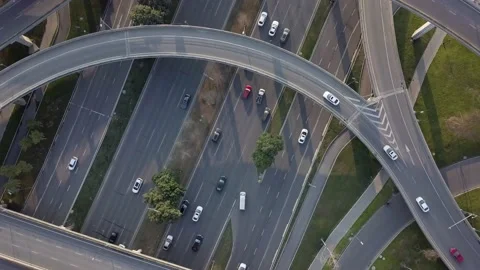 Aerial view of huge traffic junction, development of Chinese infrastructure. Stock Footage 149229319