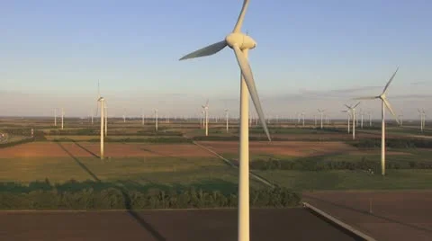 Aerial view of huge windpark Stock Footage 11631855