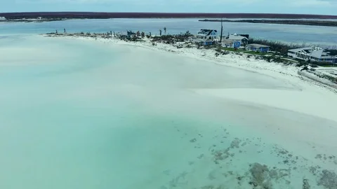 Aerial View of Hurricane Dorian Aftermath at Deep Water Cay, Grand Bahama Stock Footage 118170917