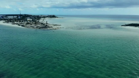Aerial View of Hurricane Dorian Aftermath at Deep Water Cay, Grand Bahama Stock Footage 118171088