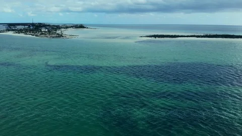 Aerial View of Hurricane Dorian Aftermath at Deep Water Cay, Grand Bahama Stock Footage 118171135
