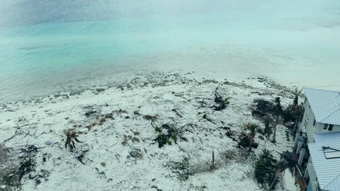 Aerial View of Hurricane Dorian Aftermath at Deep Water Cay, Grand Bahama Stock Footage 118171138