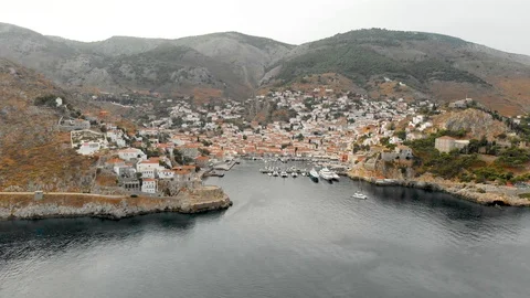 Aerial view of Hydra in the Greece Stock Footage 122939146