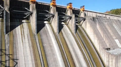 Aerial view of hydroelectric power plant Видео 52691153
