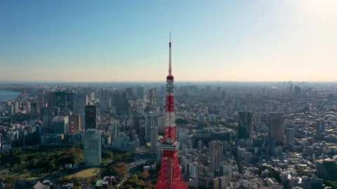 Aerial view Hyper lapse 4k Video of Tokyo tower and building Stock Footage 239987407