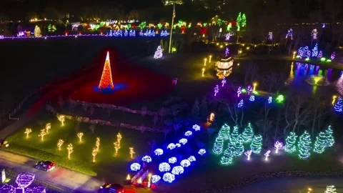 Aerial View of a Hyper lapse of a Large Christmas Display Stock Footage 249032222