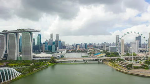 Aerial view Hyper lapse of Park and Building in Singapore city. Video stock 131445787
