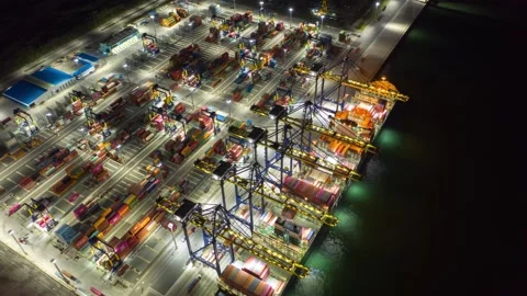 Aerial View Hyper Lapse ship And For Logistics Shipping Stock Footage