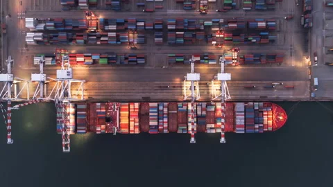 Aerial view hyper lapseship and for logistics shipping Stock-Footage 132278595