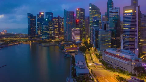 Aerial view hyperlapse 4k video of Singapore City Skyline. Stock Footage 131445792