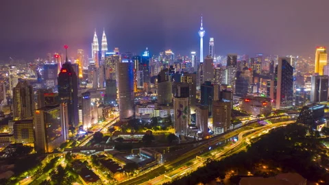 Aerial view hyperlapse 4k video of Kuala Lumpur city Stockbeeldmateriaal 140371386