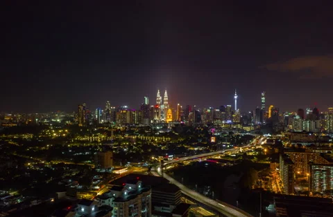 Aerial view hyperlapse 4k video of Kuala Lumpur city center view  Stock Footage 142847065