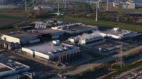 Aerial View of Hyperscale Computing Data Center Stock Footage 335275451