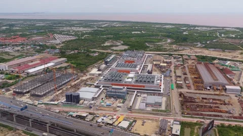Aerial view of a hyperscale data center construction site in thailand Vídeos de archivo 346339829